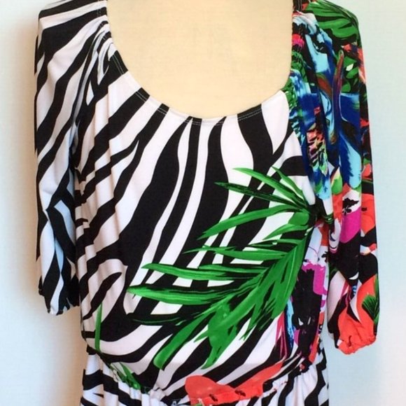 Joseph Ribkoff Zebra Floral Tunic - Picture 2 of 8